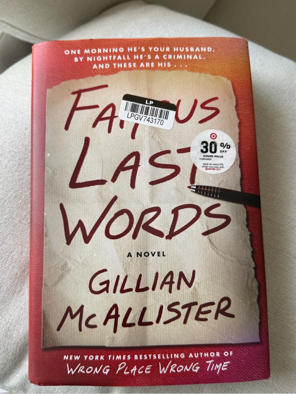 Famous Last Words by Gillian McAllister Hardcover Book